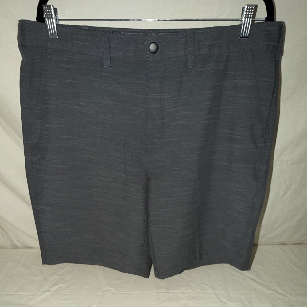 Apt. 9 Men's Gray Solid Chino Premier Flex 38 Flat Front Shorts Stretch Pockets